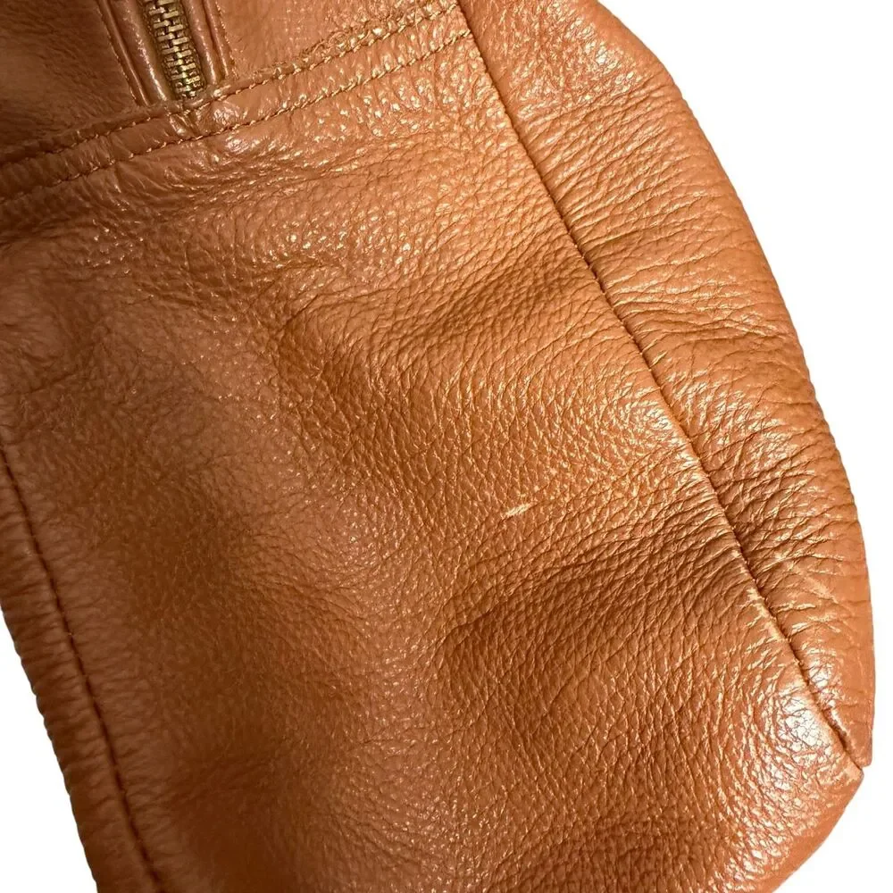 Joes Jeans Purse Satchel Bag Pebbled Leather Double Handle Brown